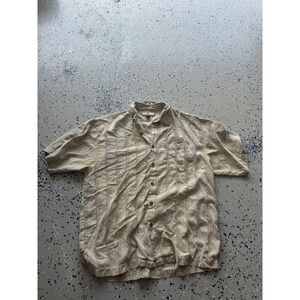 Tommy Bahama Silk Button Up Shirt Striped‎ Short Sleeve Resort Wear L